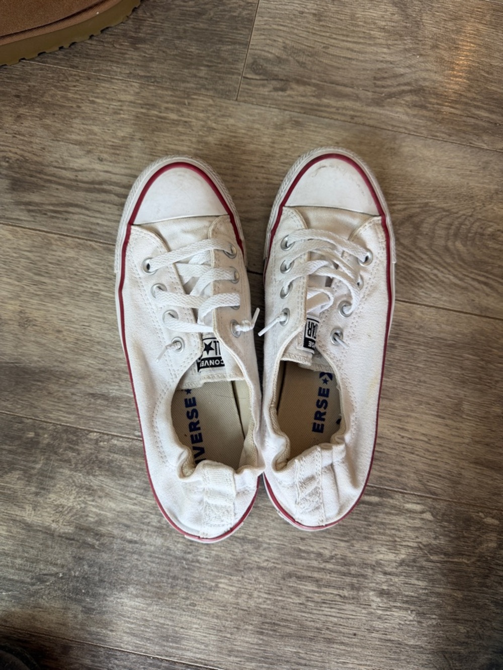 Converse Kids White Canvas Low-Top Sneakers with Red Trim